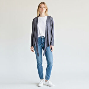 NWT Comfy USA Blue Tie Cardigan Shrug 1X Lightweight Jacket Sheer Boho Layering